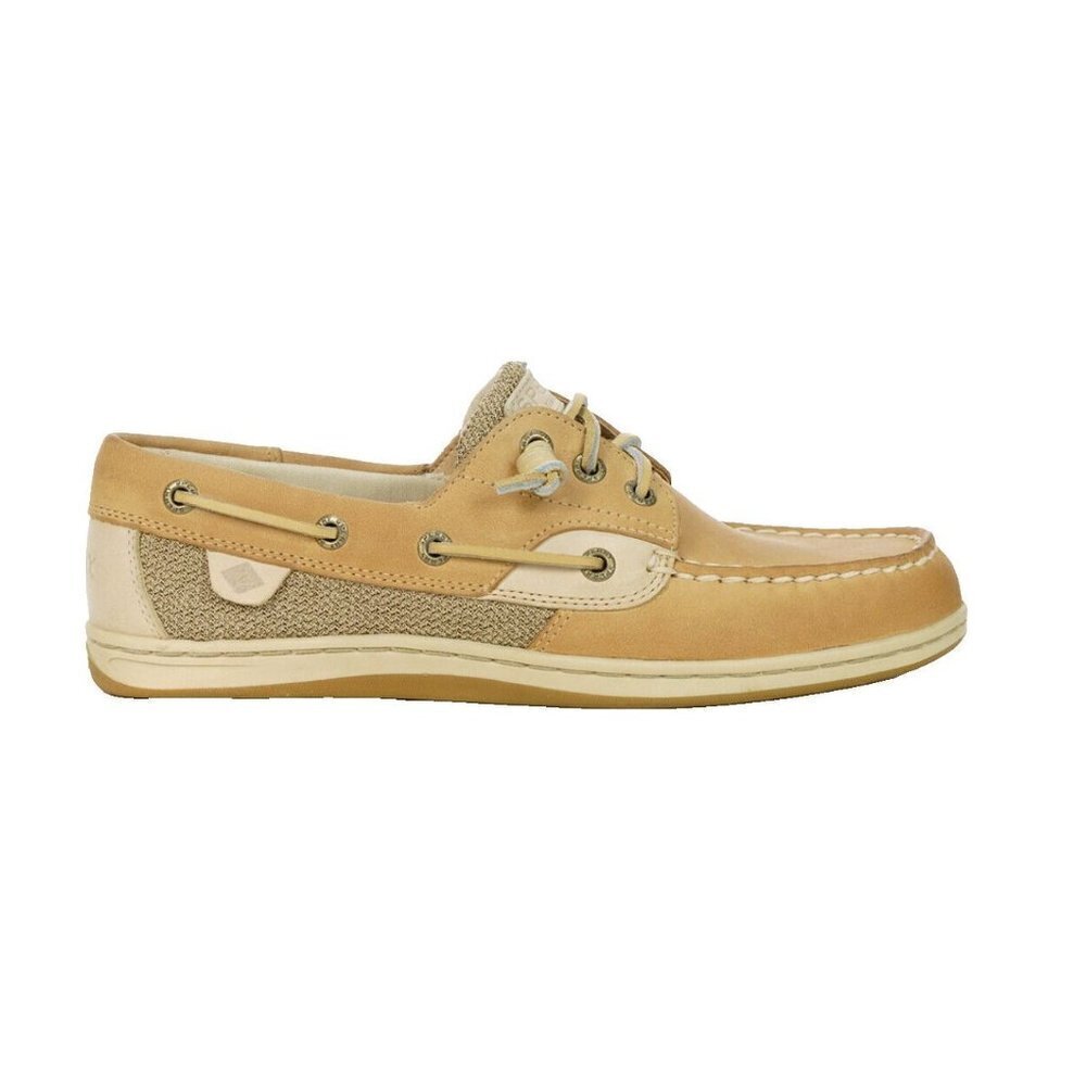 Sperry Womens Top Sider Songfish Boat Shoe Linen Oat SIZE 6 LEATHER